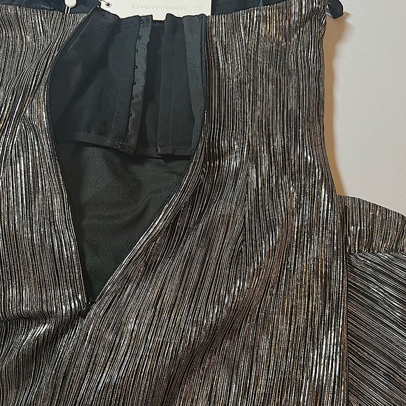 NEW Jonathan Simkhai Dylan Metallic Plissé Strapless Midi Dress Size 8 - Picture 14 of 16